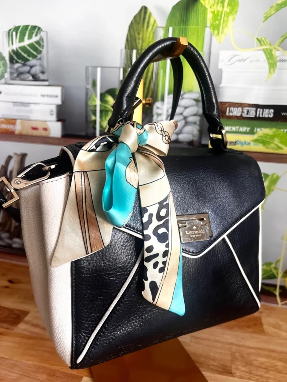 Kate Spade Crossbody Bag Top-Handle Purse Satchel w Scarf Accent Laurel Wesley - Picture 12 of 12